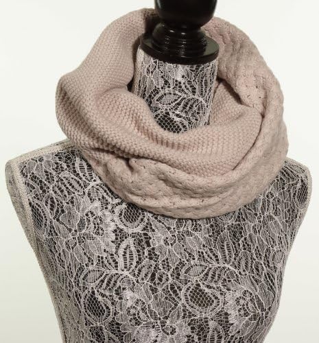 Chunky Knit Infinity Winter Loop Scarf for Women - Solid Colors - Cream - Elles Clothing