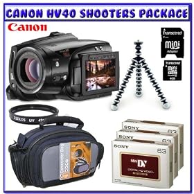 Canon VIXIA HV40 High Definition Camcorder + Transcend 4GB SD miniSD + 3-Pack Sony Mini DV HD Video Cassette + 43mm Ultraviolet UV Filter + Joby Gorillapod + ICon Series Pro Series Camcorder Case
