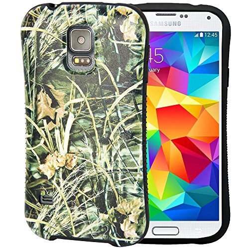 Galaxy S5 Case, Camouflage Slim Fit Shock Absorbing Synthetic Resin Protective Hard Case for Samsung Galaxy S5 I9600 (NOT for S5 active)- Camo Grass