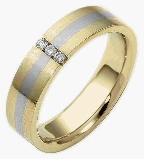 5mm Diamond Two-Tone 18 Karat Gold Comfort Fit Wedding Band Ring