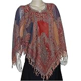 Womens Poncho Outerwear Wool in Jacquard Design 40  x 40  (pnch248)