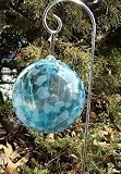 Aqua and Light Blue Hand-blown Glass Sun Catcher Gazing Globe with Shepherds Hook (6 inch)