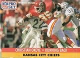 CHRISTIAN OKOYE, Running Back, Kansas City Chiefs, Jersey No. 35, Card No. 185, 1991 ProSet, Official Photo and Stat Card of the NFL, National Football League 1991