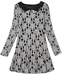 A-line Sweater Floral Print Polyester Lace Beaded Spring Fall Winter Party Dress 