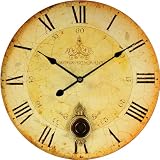 Technoline WT 1021 Aged Effect Finish Wall Clock with Pendulum