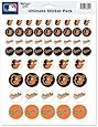 MLB Baltimore Orioles Vinyl Sticker Sheet, 8.5" x 11"