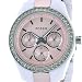 Fossil Women's ES2802 Plastic Case & Bracelet Fixed Silver-tone Bezel set with Crystals Glittering crystal accents and a round multifunction pink dial Watch