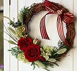 Azurosa（アズローザ） プリザーブドフラワー ギフト リース 枯れない花 大輪ローズ ハーベストラズベリー 直径29cm