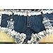LOCOMO Sexy Mini Short Jeans Low Waist Fringed String Side Open Blue FFT225M, Medium