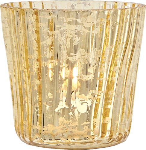 Luna Bazaar Globe Design Mercury Glass Tea Light Candle Holder Gold