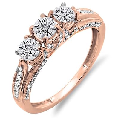 Round diamond three stone engagement rings