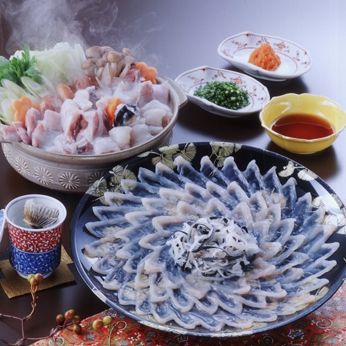 下関とらふぐ刺身・ふぐ鍋料理フルセット3～4人前 盛り付け済30cm尺皿 瞬間冷凍 (検査済み)下関直送