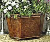 Burl Wood Finish Iron Planter