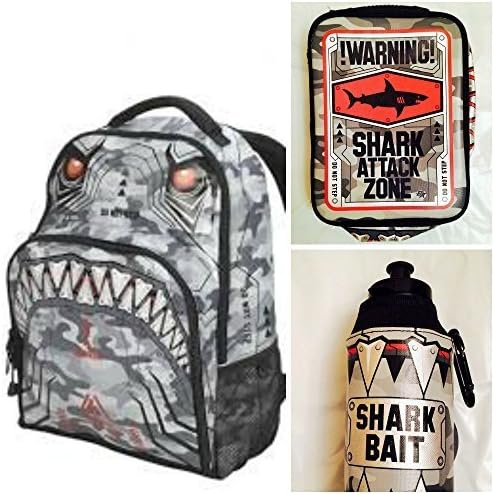 Brothers Shark Backpack, "Let's Eat" Lunch Tote &amp; Water Bottle Combo