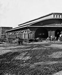 Boxcars with Refugees at Rail Depot in Captured Atlanta, 1864 - 16" x 20" - Fine-Art Gicl??e Photographic Print of an Image from the Library of Congress Collection
