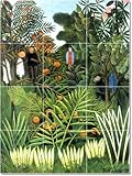 Jean-Jacques Rousseau Poster Art Tile Mural Remodel. 48x60 inches using (20) 12x12 ceramic tiles.