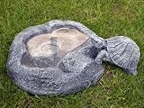 Steinfigur Vogeltraenke Set Schildkroete schiefergrau