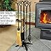 WoodEze FTKB05685TA 5 Piece Black Wrought Iron Fireplace Tool Set with Twist Design