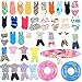 Miunana Lot 11 Pcs Handmade Clothes and Accessories Set for Ken and 11.5 Inch Dolls| 3 Random Swim Trunks for Ken + 5 Swimsuits for 11.5 Inch Doll + 1 Surf Skateboard + 2 Lifebuoys| Summer Beach Style