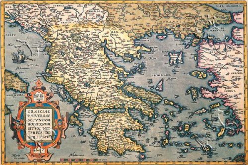 Art Poster, Map of Greece - 27.5 x 18.75