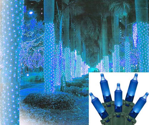 2' x 8' Blue LED Net Style Tree Trunk Wrap Christmas Lights - Green Wire