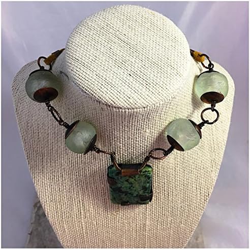 Funky Chunky Choker, Recycled Coke Bottle Beads Necklace, African Turquoise Gemstone