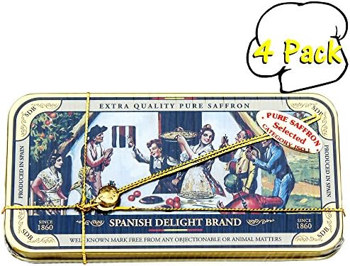 Pure Grade 1 Mancha Saffron Threads in an Attractive Tin Box-5gm-0.18oz., 4 Per Case