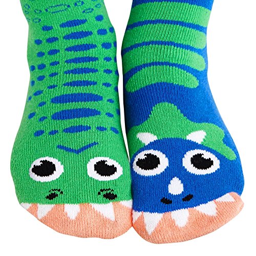 Kids Dinosaur Socks - Mismatched Friends T-Rex and Triceratops Dinos