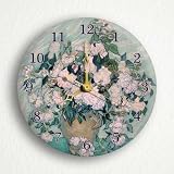 White Roses by Vincent van Gogh 6" Silent Wall Clock