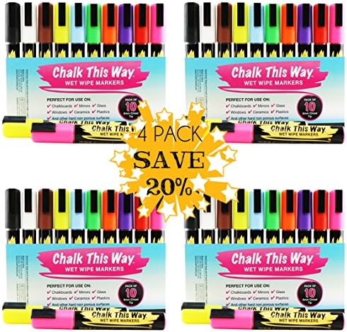 LIQUID CHALK Ink Markers - 40 Piece Value Kit - LIFETIME GUARANTEE - Receive 22-Page Usage Ideas eBook FREE - Brilliant Bold Colors, Great As Childrens Drawing Chalks. Excellent For Message Boards, Chalkboards & Creating Vibrant Business And Store Signs. 6mm Chisel Tip Pens, Perfect For Use On Whiteboards, Glass, Windows, Metal, Plastic, Ceramics & China. Fabulous For Scrapbooking, These Artist Markers Are Dustless & Easily Erasable!