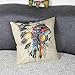 Wkae® Decorative Cotton Linen Square Throw Pillow Case Cushion Cover Throw Pillow Shell Pillowcase for Sofa Indian Totem Skull Head Pattern