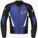 ALPINESTARS STAGE PERFORATED LEATHER JACKET BLK/BLUE 58 310056-17-58