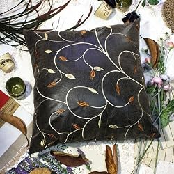 Bettino - [Chocolate Gold Vine] Decorative Pillow Cushion / Floor Cushion (23.6 by 23.6 inches)