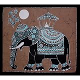 Unique Batik Wall Hanging - Elephant (Hand made Batik Art) Grey Backgroundby Nethara