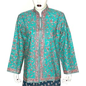 Ladies Jacket Wool Fabric Hand Embroidery Evening Dress Handmade in Kashmir Size S M by ShalinCraft