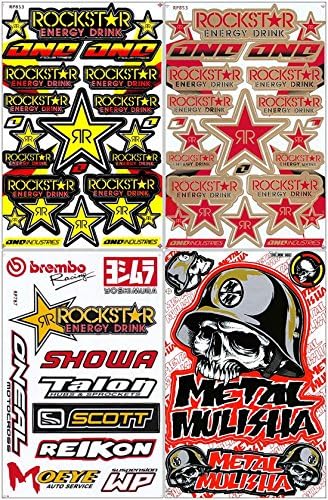 Lot of 4 Sheets, Rockstar Energy Sticker Car Racing Motorcross Decal Motorcycle Truck Graphic Logo Bicycle Bike Stickers