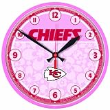 NFL Kansas City Chiefs Round Clock "Pink Background"
