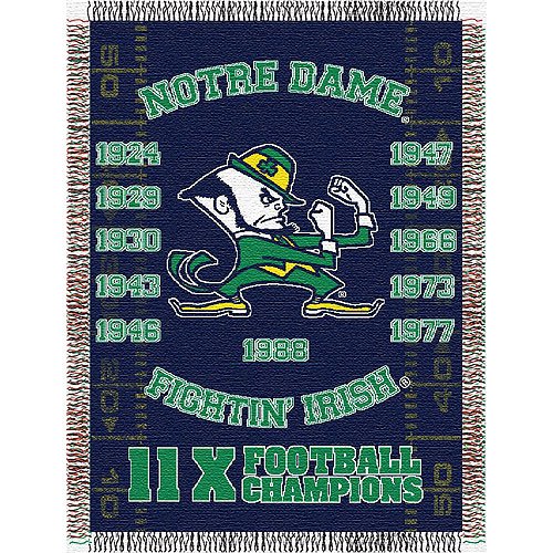 Notre Dame Fighting Irish NCAA National Championship Commemorative Woven Tapestry Throw (48x60