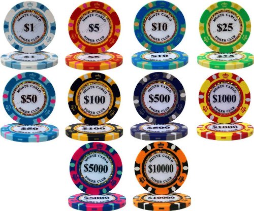 Monte Carlo 14gm 1000 Bulk Clay Poker Chips - Choose