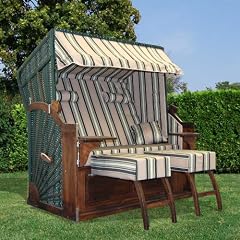 Dunkler Extragro�er XXL Strandkorb aus Hartholz, gr�n-beige