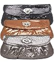 Minerva Collection Ladies Metallic Lizard Clutch Bag