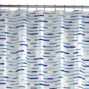 Maytex Bricks PEVA Shower Curtain, Blue: Kitchen  Dining