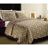 Daisies Taupe Floral Cotton Quilt Set