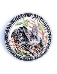 Broken China Jewelry - Wedgwood Queens Ware Mammals Bat - Sterling Silver Pin Brooch