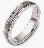 5mm Rope Style Titanium & 14 Karat White Gold Wedding Band - 4.5