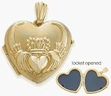 Ladies Yellow Gold Heart Celtic Claddagh Pendant Locket