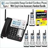 AT&T SB67118 SynJ 4-Line Extendable Range Corded-Cordless Small Business Phone System With Total of 5 Handsets