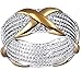 BOHG Jewelry Womens 925 Sterling Silver Plated Wide Fashion X Criss Cross Eternity Ring Wedding Band Gold Size 6