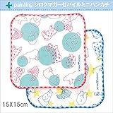 paintingシロクマ　ガーゼパイルミニハンカチ　ブルー　cocowalk/ココウォーク
