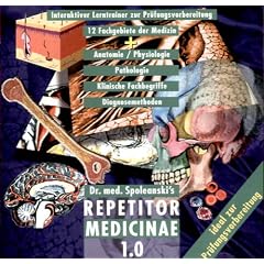 Repetitor medicinae 1.0 Interaktiver Lerntrainer zur Pr�fungsvorbereitung. 12 Fachgebiete der Medizin. Anatomie, Physiologie, Pathologie, Klinische Fachbegriffe, Diagnosemethoden. 9 Fachgebiete der Inneren Medizin, Dermatologie